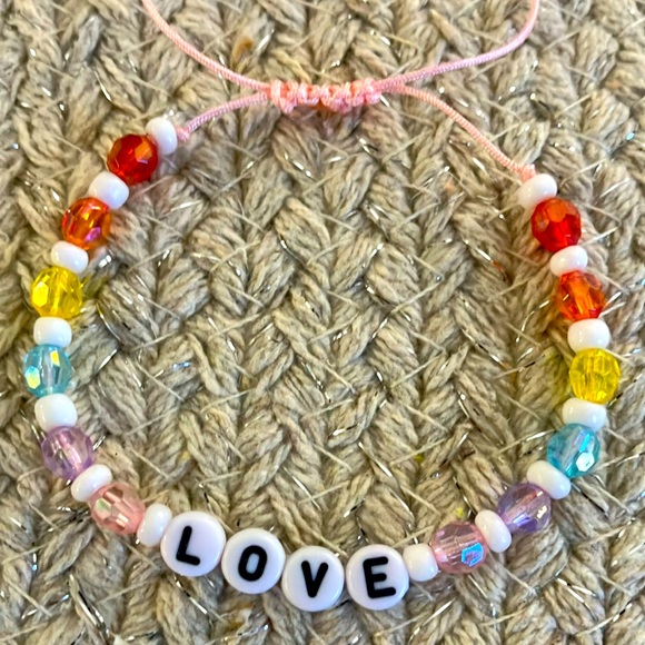 Super Cute Boho Surf iridescent multicolor Love Friendship Bracelet light pink - Picture 3 of 4